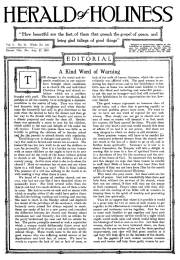 Title Page of Herald of Holiness - August 27, 1919
