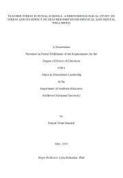 Teacher stress in rural schools: a phenomenological study on stress and its effect on teacher-perceived physical and mental well-being
