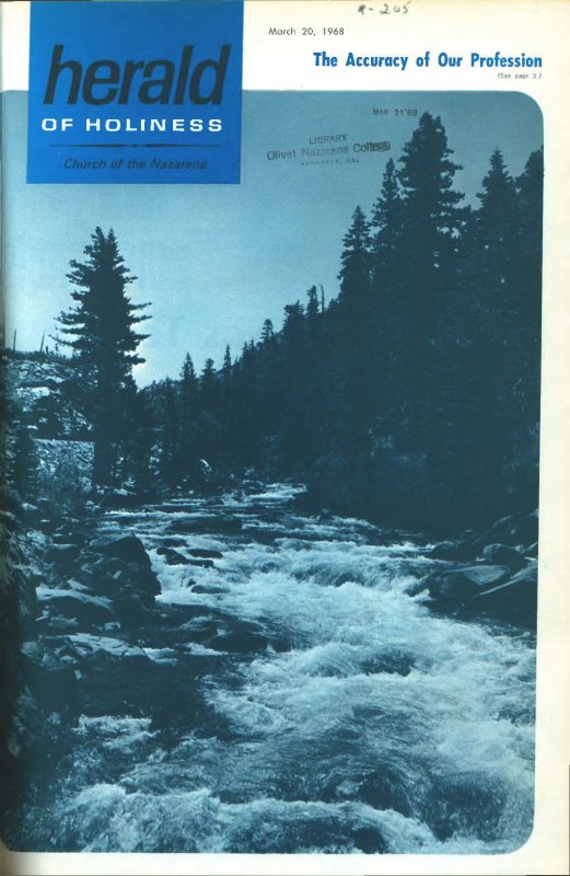 Water running in rapids--cover of Herald of Holienss - March 20, 1968.