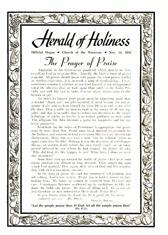 Title Page of Herald of Holiness - November 14, 1956
