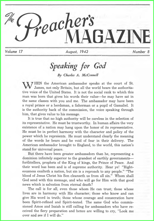 The cover of "The Preacher's Magazine"