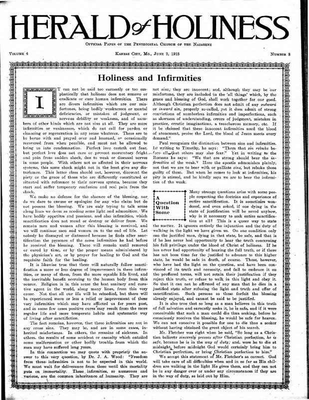 Title Page of Herald of Holiness - June 2, 1915