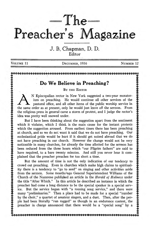 Title Page of Preacher's Magazine