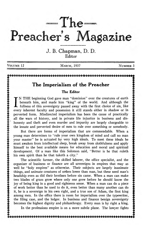 Title Page of Preacher's Magazine