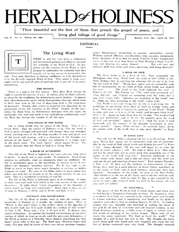 Title Page of Herald of Holiness - April 25, 1917