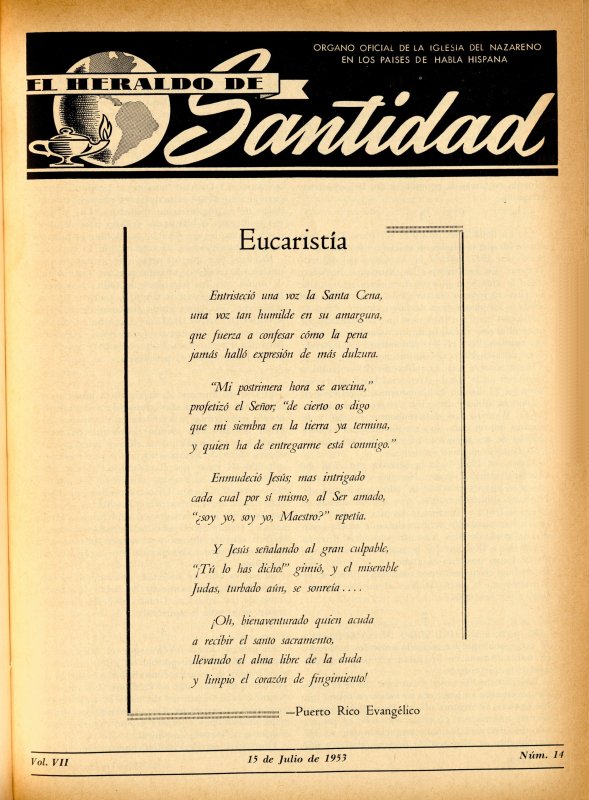 Portada: Eucaristía, Puerto Rico Evangélico