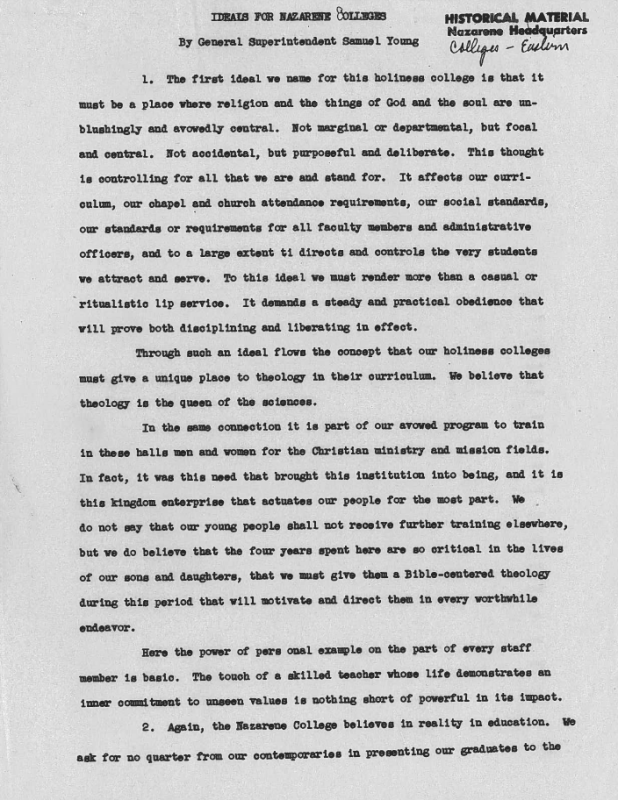 First page of Ideals for Nazarene Colleges