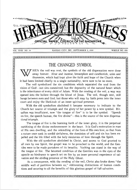 Front page of Herald of Holiness - June 10, 1925
