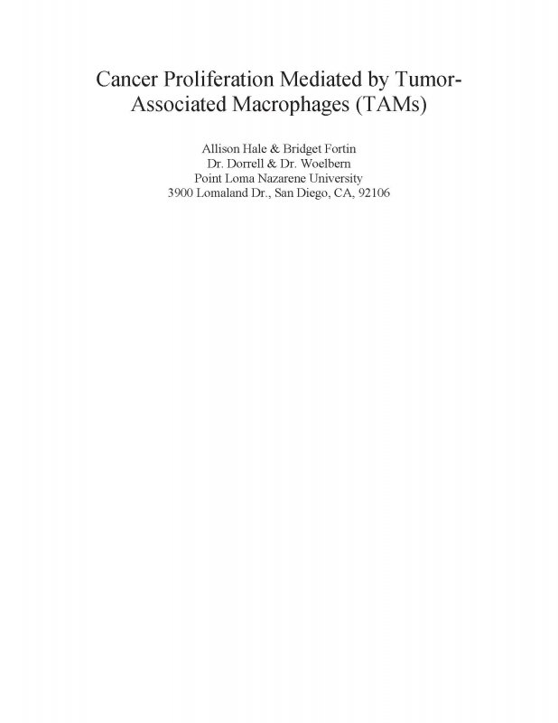 Cancer Proliferation Mediated by Tumor-Associated Macrophages (TAMs)