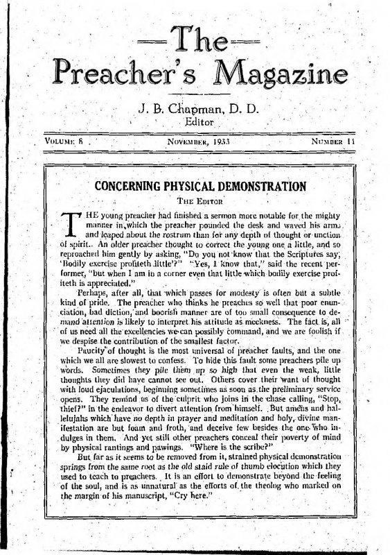 Preacher's Magazine November 1933